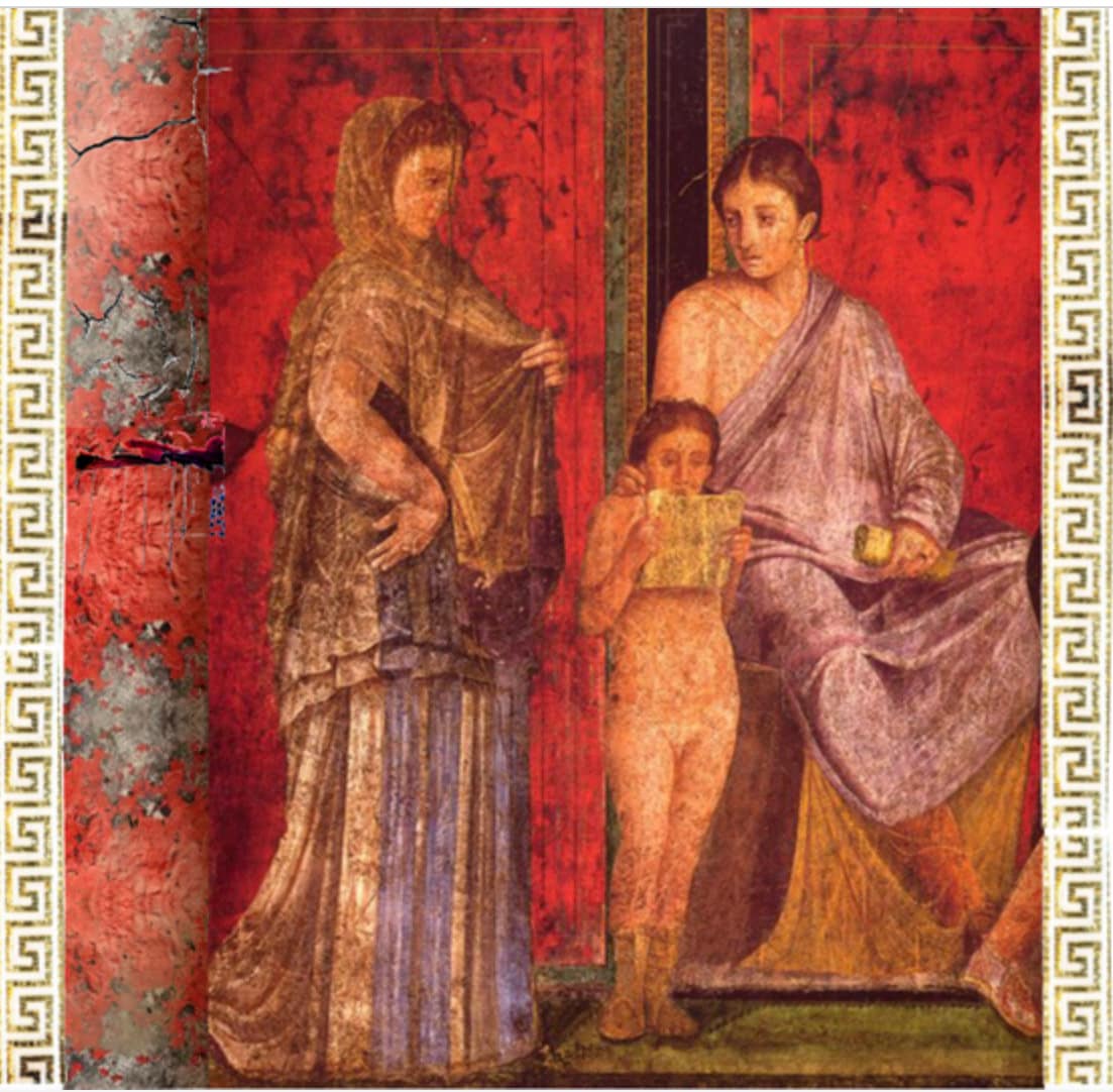Pompeii Fresco Antiqued Decoupage Paper