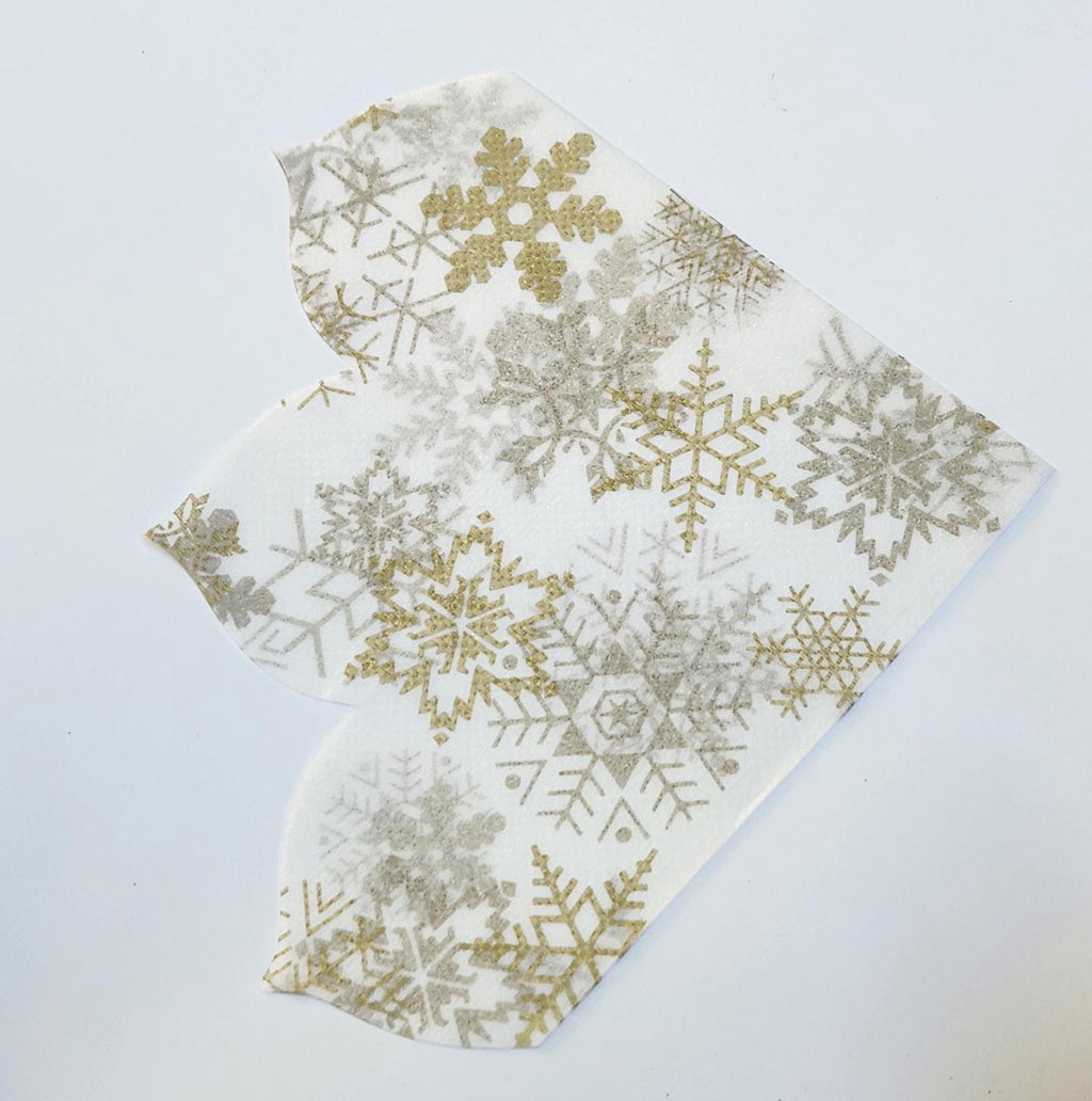 Gold Snowflakes Silk Rice Paper Napkins for Decoupage