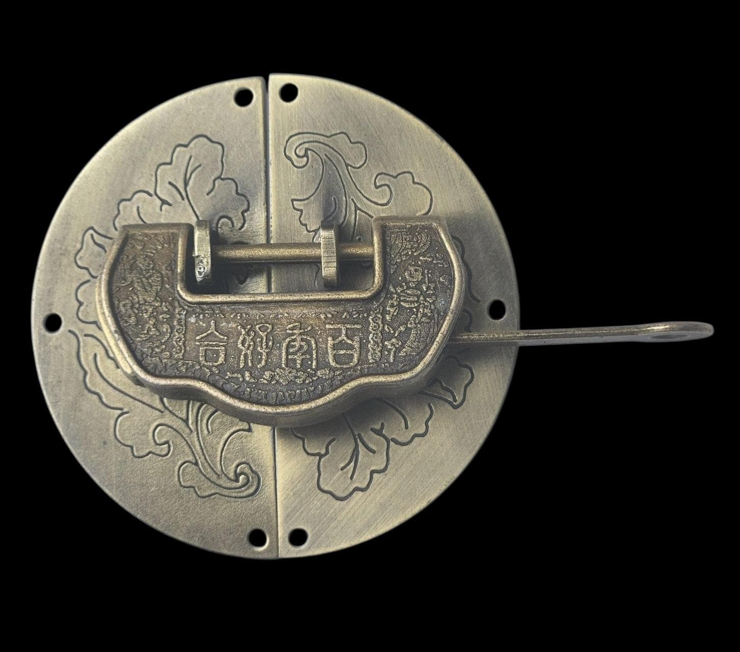 Fareone Antiqued Bronze Chinese Cabinet Furniture Pull with Padlock