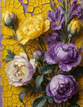 Irises & Peonies, a flower rhapsody in yellow and purple Large Format Decoupage paper