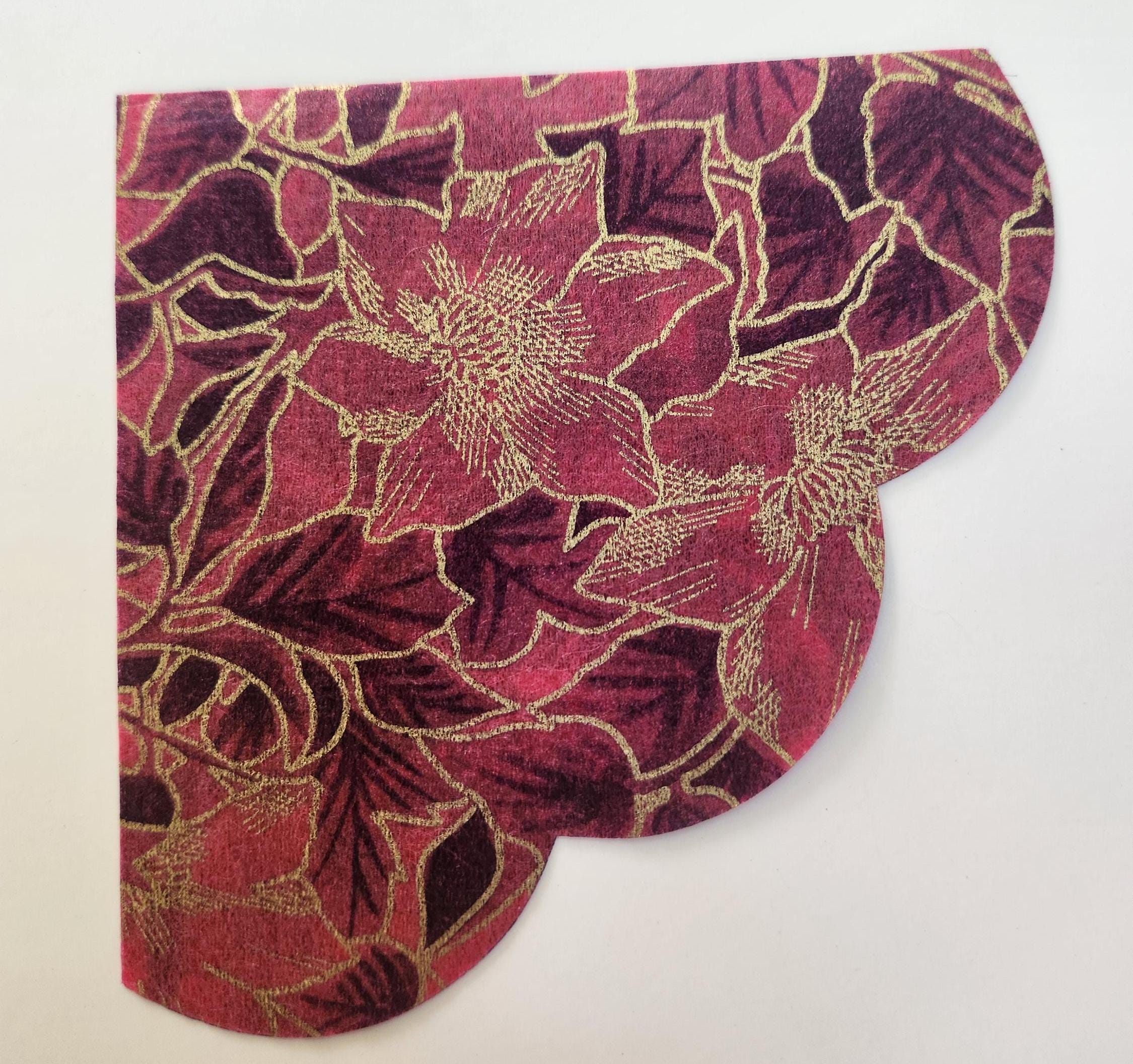 Gold Foil Frosted Poinsettia Rice Paper Napkins