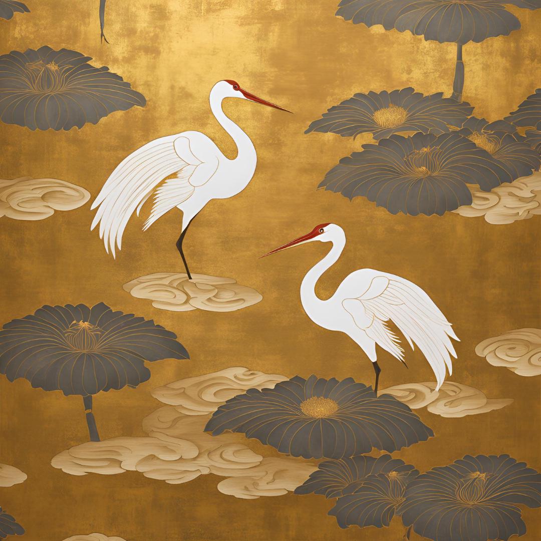 Gold Water Chinese Decoupage Paper