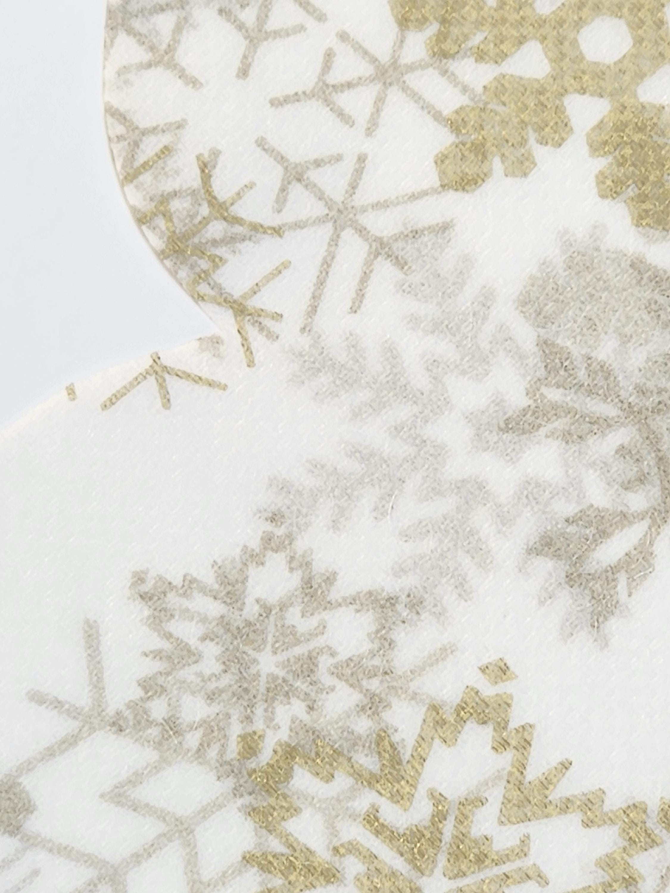 Gold Snowflakes Silk Rice Paper Napkins for Decoupage