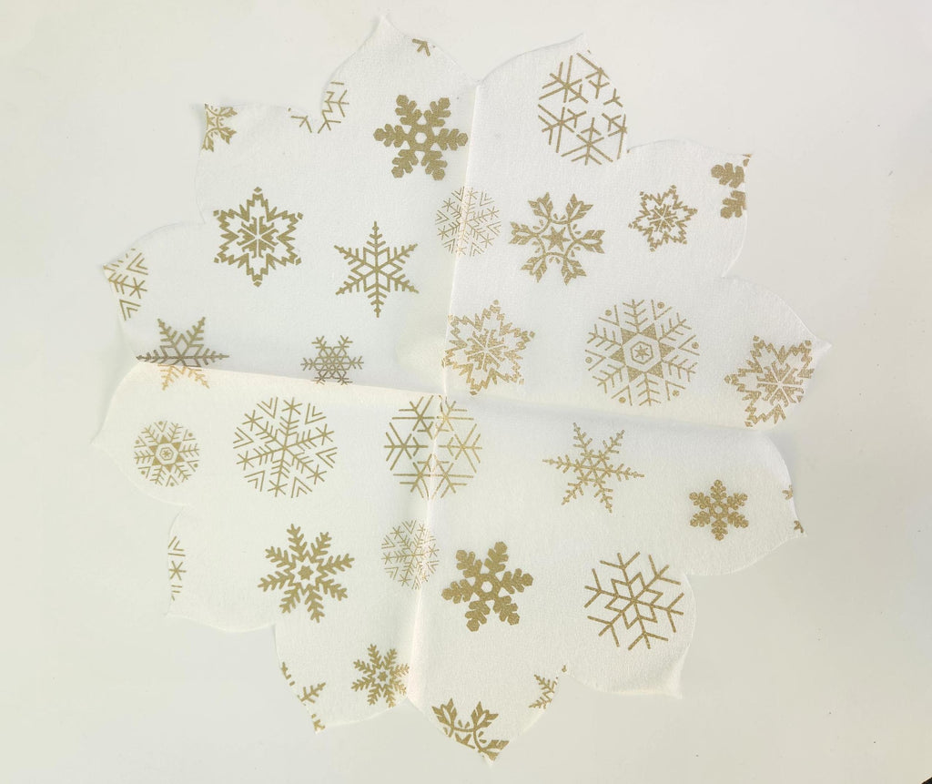 Gold Snowflakes Silk Rice Paper Napkins for Decoupage