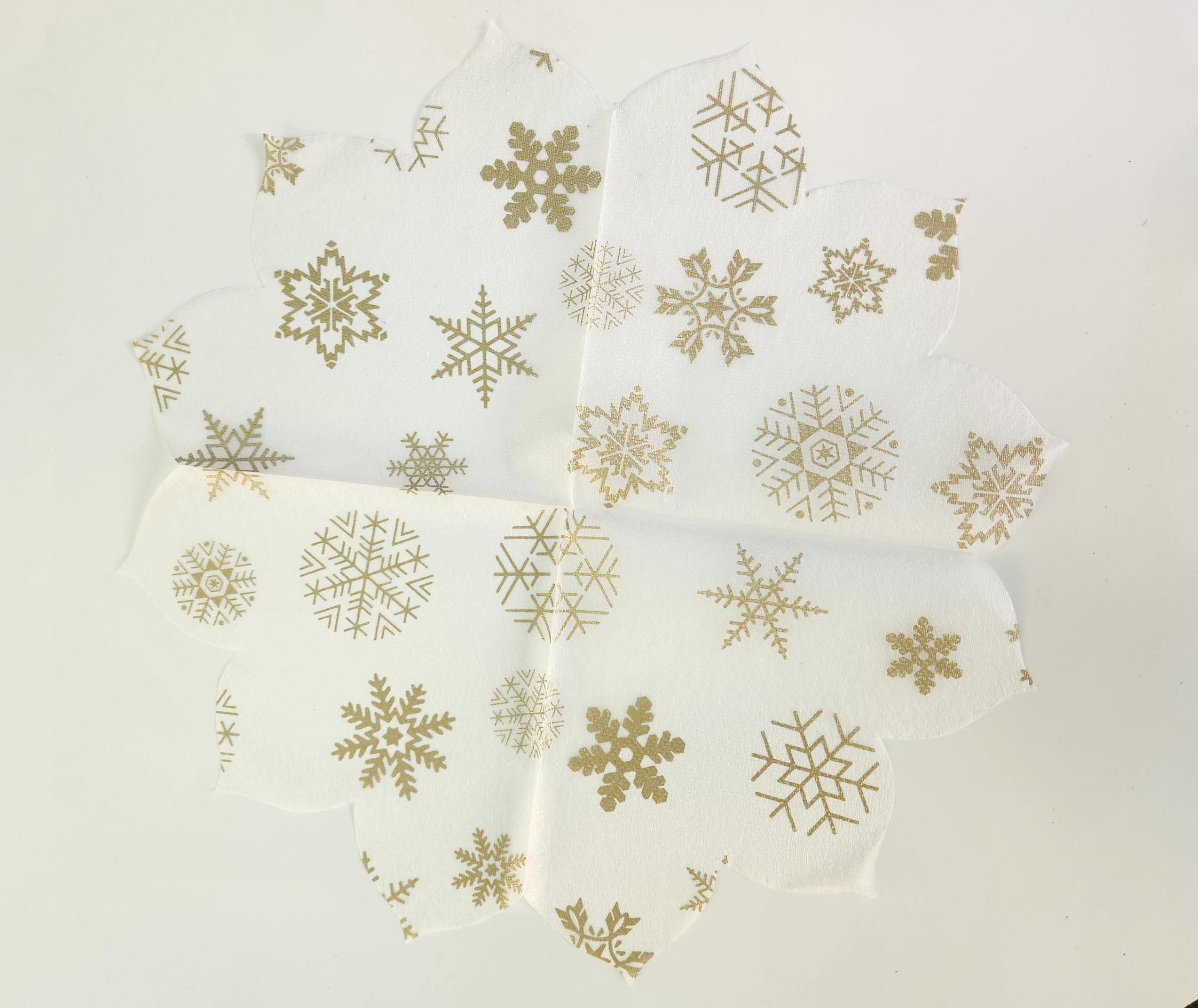 Gold Snowflakes Silk Rice Paper Napkins for Decoupage
