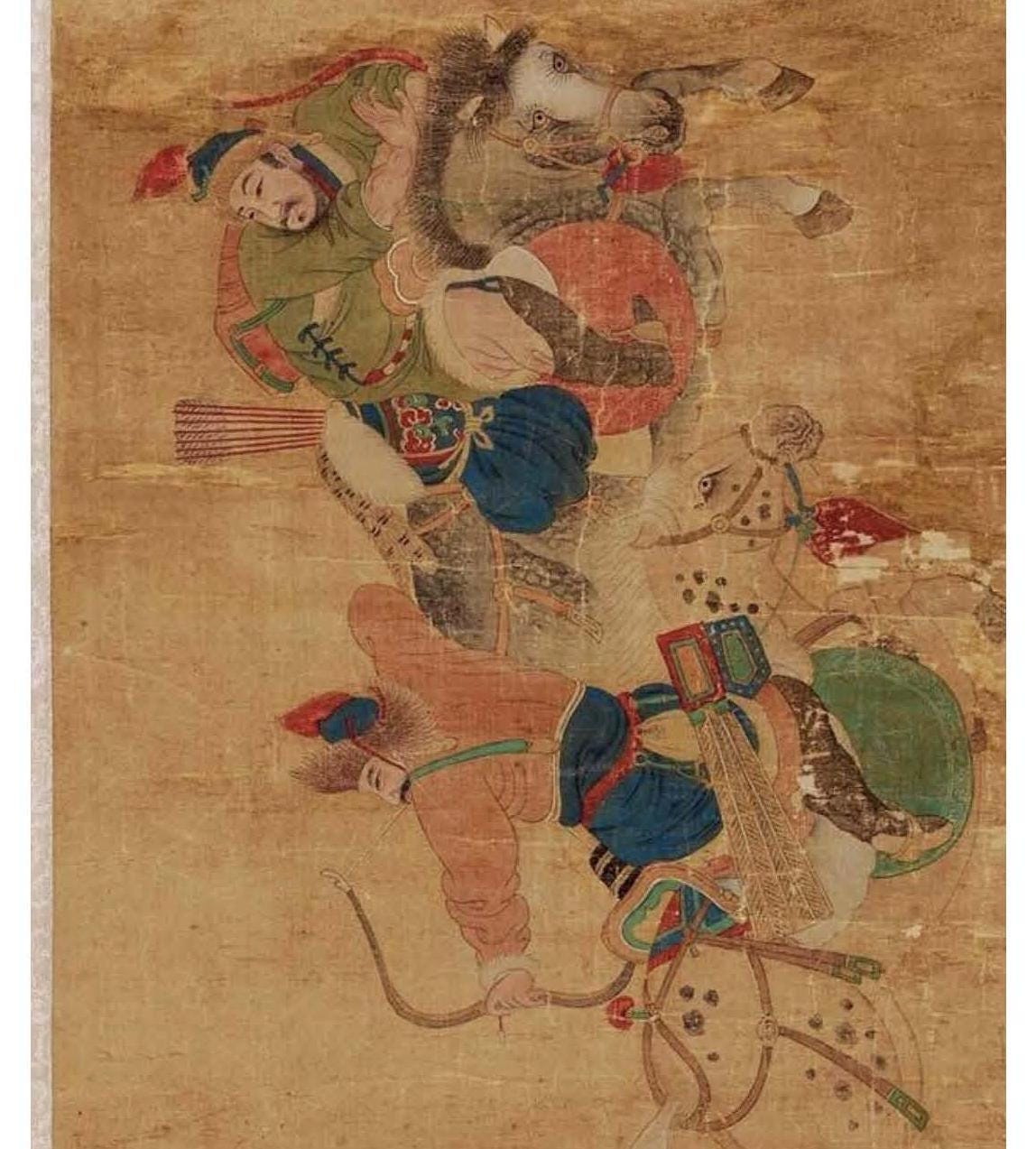 Chinese Horsemen Decoupage Paper