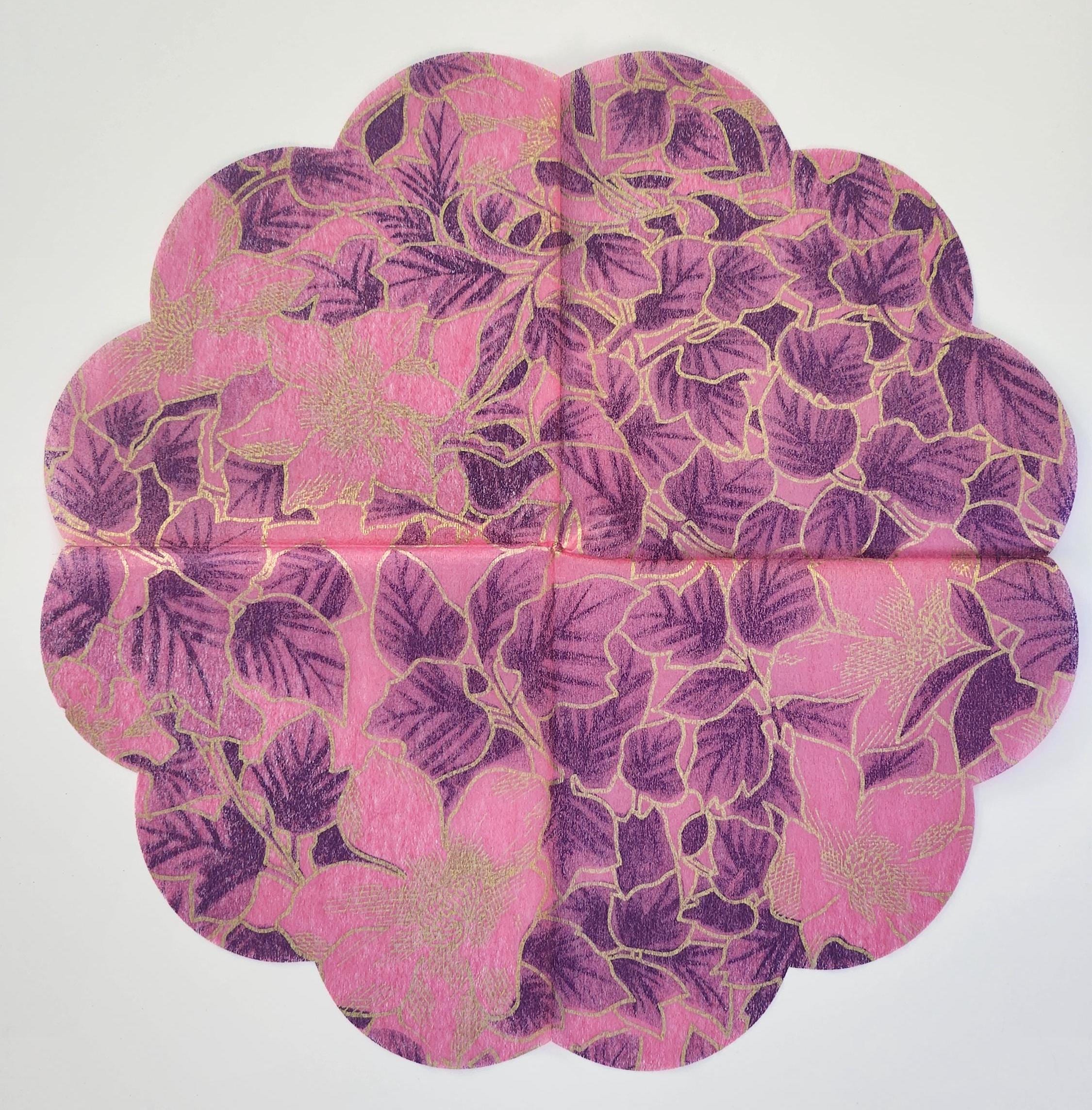 Gold Foil Frosted Poinsettia Rice Paper Napkins