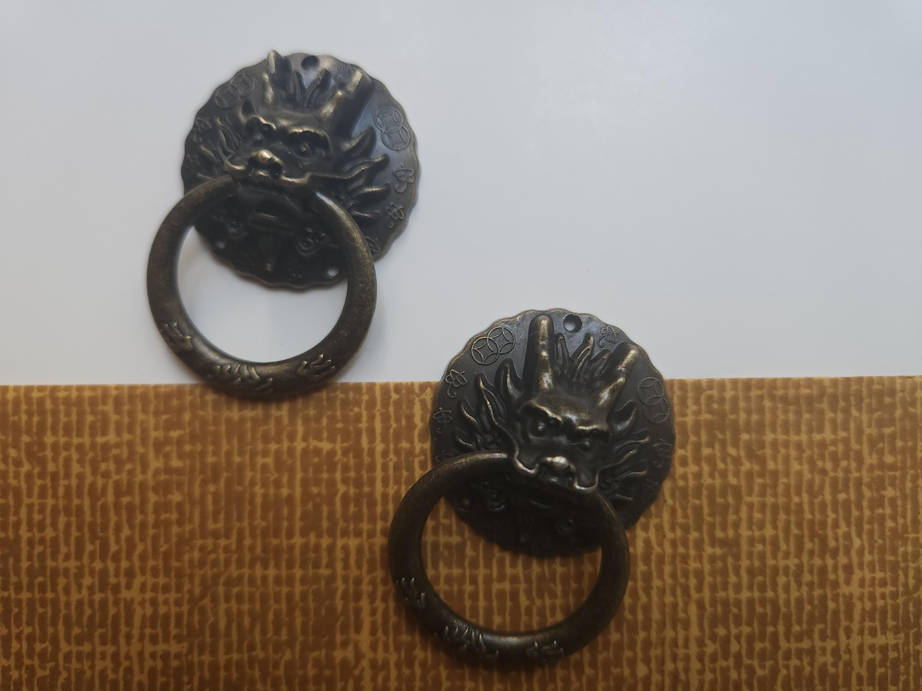 Dragon Head Ring Pulls In Antique Bronze